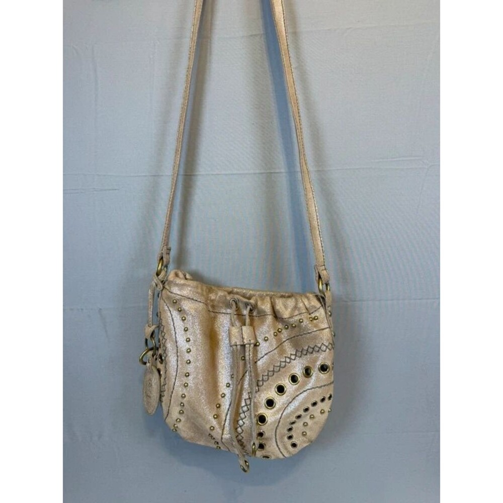 Fossil Gold Crossbody Bag Drawstring Boho